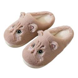 Camiraft Katze Hausschuhe Damen Plüsch, Tiere Hausschuhe für Weihnachten, Winter Warm Cat Slippers (35-44 EU) von Camiraft