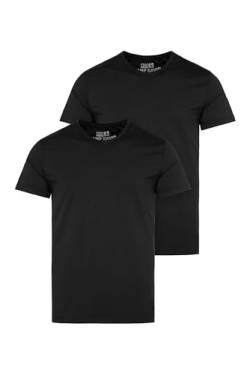 Camp David Herren Basic T-Shirt mit V-Neck, Doppelpack Black/Black L von Camp David