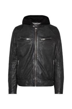 Camp David Herren Bikerjacke aus Leder mit Kapuzeneinsatz Black XXL von Camp David