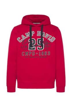 Camp David Herren Hoodie mit Artwork im Retro-Style Royal Red S von Camp David