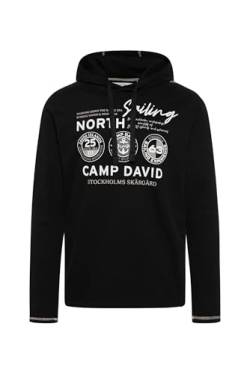 Camp David Herren Langarmshirt mit Kapuze und Print Black 4XL von Camp David