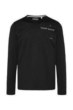 Camp David Herren Langarmshirt mit reflektierendem Rücken-Print Black XL von Camp David