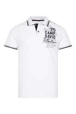 Camp David Herren Pikee-Polo mit Label-Applikationen Opticwhite XL von Camp David