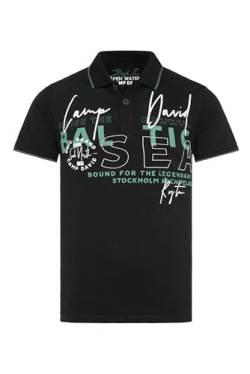 Camp David Herren Poloshirt aus Pikee mit Rubber Print Black 4XL von Camp David