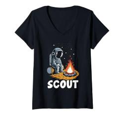 Damen Astronaut Scout Scouting Scouts Camper T-Shirt mit V-Ausschnitt von Camping Scouting Scouts Gifts