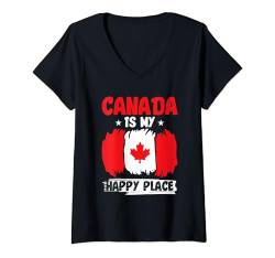 Damen Kanada Day Kanadische Flagge T-Shirt mit V-Ausschnitt von Canada Gift Set for Men Women