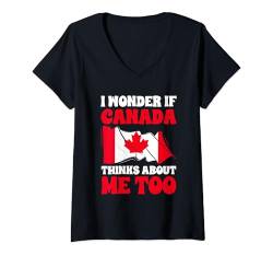 Damen Kanada Day Kanadische Flagge T-Shirt mit V-Ausschnitt von Canada Gift Set for Men Women