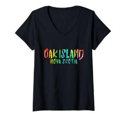 Damen Oak Island Nova Scotia Kanada | Oak Island Kanada Original T-Shirt mit V-Ausschnitt von Canadian Drip