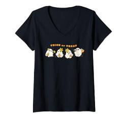Damen Süßes oder Saures, niedliche Geister T-Shirt mit V-Ausschnitt von Candis Raechelle Designs