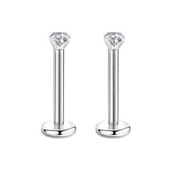 Candyfancy 18G/1.0MM Helix Tragus Piercing Ohr Lip Labret 2MM Kubikzirconia Gem Ohrschmuck Kristall Knorpel Ohrstecker Zirkonia Ohrringe 10MM Stange von Candyfancy