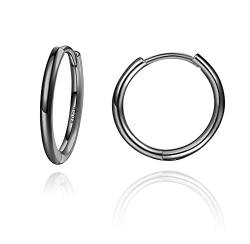 Mini Creolen Silber Damen klein 925 14MM echte silbercreolen hoops ohrringe Schwarz Männer von Candyfancy