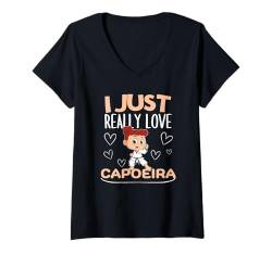 Damen Capoeira Girl Coach Ich liebe Capoeira einfach wirklich T-Shirt mit V-Ausschnitt von Capoeira Enthusiasts Brazilian Passion Statement