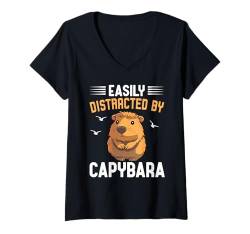 Damen Lustiges Capybara-Design für Männer Frauen Jungen Mädchen Capybaras Liebhaber T-Shirt mit V-Ausschnitt von Capybaras Gift Capybara Shirts Men Women Kids