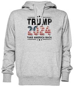 Capzy Trump 2024Republican American Flag Grau Kapuzenpullover Sweatshirt Unisex Herren Damen Grey Unisex Hoodie von Capzy