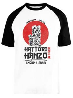 Hattori Hanzo Weißes Baseball T-Shirt Kurze Ärmel Unisex White Baseball Tee von Capzy