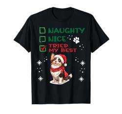 Süße Strickjacke Welsh Corgi Hund Weihnachten Naughty Nice Tried T-Shirt von Cardigan Welsh Corgi Christmas Dog Breed Designs