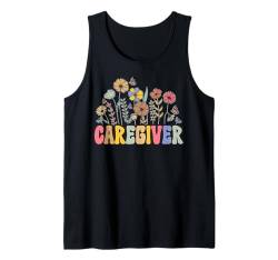 Caregiver Nurse Groovy Caregiving Care Giver Wertschätzung Tank Top von Caregiver Appreciation For Men Women