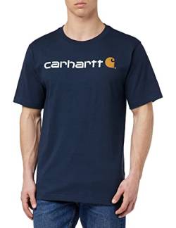 Carhartt, Herren, Lockeres, schweres, kurzärmliges T-Shirt mit Logo-Grafik, Marineblau, XXL von Carhartt
