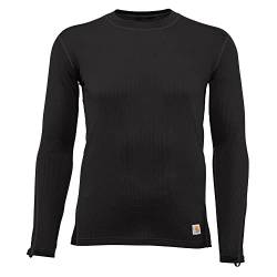 Carhartt Herren Force Leichtes Stretch-Unterhemd mit Rundhalsausschnitt Baselayer-Shirt, schwarz, Mittel von Carhartt