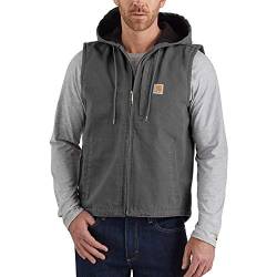 Carhartt Men's Relaxed Fit Washed Duck Fleece-Lined Hooded Vest, Gravel, X-Large von Carhartt