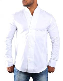 Carisma Herren Uni langarm Stehkragen Hemd einfarbig Basic H-902-regular fit, Grösse:M, Farbe:Weiß von Carisma