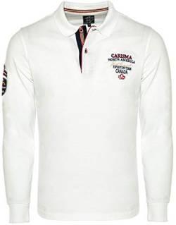 Carisma Langarm Poloshirt für Herren XL, Weiß 100% Baumwolle • Herren Langarmshirt mit Stickerei • Angenehmes Regular Fit Longsleeve 3438 White XL von Carisma