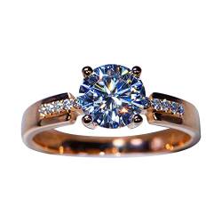 Caritierily Ringe 58 Glänzender Ring der Frauen Zirkon-personalisierter Prinzessin-Verlobungsring Holz Ringe (Rose Gold, 9) von Caritierily