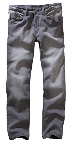 Carlo Colucci Herren Stretch 5-Pocket Trend Jeans Hose Mod. Enrico, Regular Gerade Hellgrau Midgrey Used (33/34) von Carlo Colucci