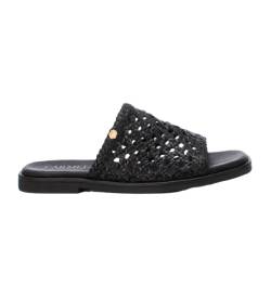 Carmela für Damen. 16148903-NEGRO CARMELA DAMEN-SANDAL 161489 schwarz (39), Leder, Wohnung, 1 bis 3 cm, Schnalle, Lässig von Carmela