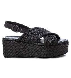 Carmela für Damen. 16163806-NEGRO Leder Sandalen 161638 schwarz -Plattformhöhe 7cm (36), 5 bis 8 cm, Schnalle, Lässig von Carmela