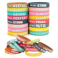 Carreneu 12PCS Motivationsarmbänder Kinder Motivationsarmbänder Silikon Armbänder Gummiarmband Mit Positiven Sprüchen Motivierendes Mutmacher Geschenk Party Für Kollegen Teenager von Carreneu