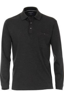 Casa Moda Longsleeve Poloshirt anthrazit, Gemustert von Casa Moda