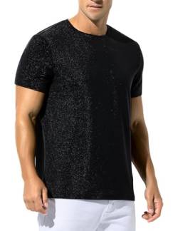 Casey Kevin Glitzer T-Shirt Herren Metallic Shirt Pailletten Oberteil Tops Männer Hemd Kurzarm Shirt Disco Party Kostüm von Casey Kevin