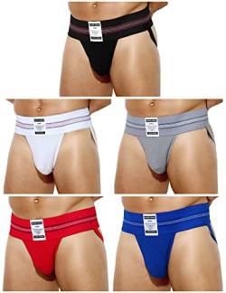 Casey Kevin Suspensorium Herren Unterwäsche Jockstrap Männer Breiter Gürtel Strings Sportunterwäsche Athletic Supporters 5er Pack von Casey Kevin