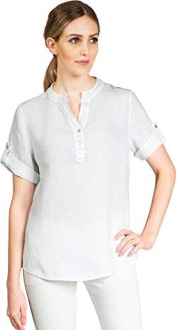 Caspar BLU025 Elegante Damen Halbarm Sommer Shirtbluse aus Leinen mit V-Ausschnitt, Farbe:Weiss, Größe:36 von Caspar