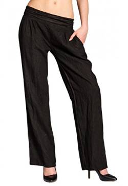 Caspar KHS020 Damen Casual Leinen Hose, Farbe:schwarz, Größe:XS - DE34 UK6 IT38 ES36 US4 von Caspar