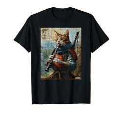 Katze und Klarinette Krieger Ukiyo Ink Artwork Katze Samurai T-Shirt von Cat And Clarinet Warrior Ukiyo Ink Artwork Kitties