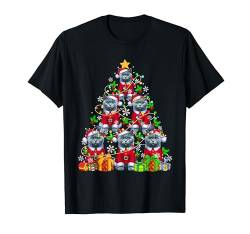 Die Gruppe Santa Russian Blues als Besitzer der bunten Weihnachtsbaumlichter T-Shirt von Cat Christmas Costume