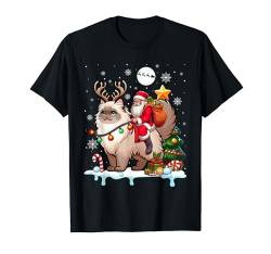 Santa Riding Reindeer Himalayan Cat Xmas Tree Colorful T-Shirt von Cat Christmas Costume