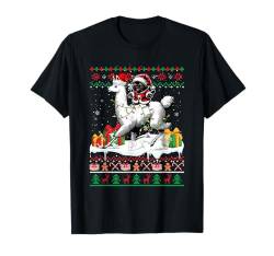 Weihnachtspullover mit Weihnachtsmann-Katze und Lama-Motiv T-Shirt von Cat Christmas Costume