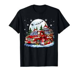 Zwei Santa Chartreux Katzen auf Pickup Truck Zwerg Weihnachten T-Shirt von Cat Christmas Costume