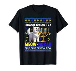 Thought You Said Meow-norah Hanukkah Cat Menorah Sweater T-Shirt von Cat Hanukkah Costume