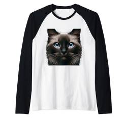 Tonkinesisches Katzenshirt mit Katzengesicht, niedliches Katzenliebhaber-Katzenmotiv für Mama und Papa Raglan von Cat Mom and Dad Gifts for Cat Lovers