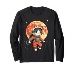 Astronaut Space Cat & Kitten | Kawaii & Manga, Anime-Katze Langarmshirt von Cat Owner Gifts & Art Motifs For Women & Men