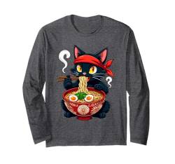 Ramen Nudeln & Katze, japanische Kawaii & Anime Katze Langarmshirt von Cat Owner Gifts & Art Motifs For Women & Men