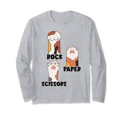 Cat Rock Paper Scissors Hand Game Cute cat Paw Funny Cat Paw Langarmshirt von Cat Owners Store