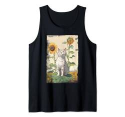 Katze Sonnenblume Weihnachtsbaum Sonne Blume Katzenliebhaber Geschenk Tank Top von Cat Sunflower Lover Shirts