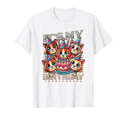 It's My Birthday Cats Kinder zum 5. Geburtstag T-Shirt von Cat Themed Birthday Designs for 5 Year Olds