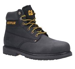 Caterpillar Powerplant Sicherheitsstiefel für Herren, Schwarz, Leder, Schnürung, Stahlkappe, Schwarz - Schwarz - Größe: 42 1/3 EU von Cat.