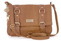 Catwalk Collection Handbags - Damen Leder Umhängetasche - Crossbody Bag/Handtasche Mittelgroß - Verstellbarer Schultergurt - ABBEY ROAD - Hellbraun von Catwalk Collection Handbags